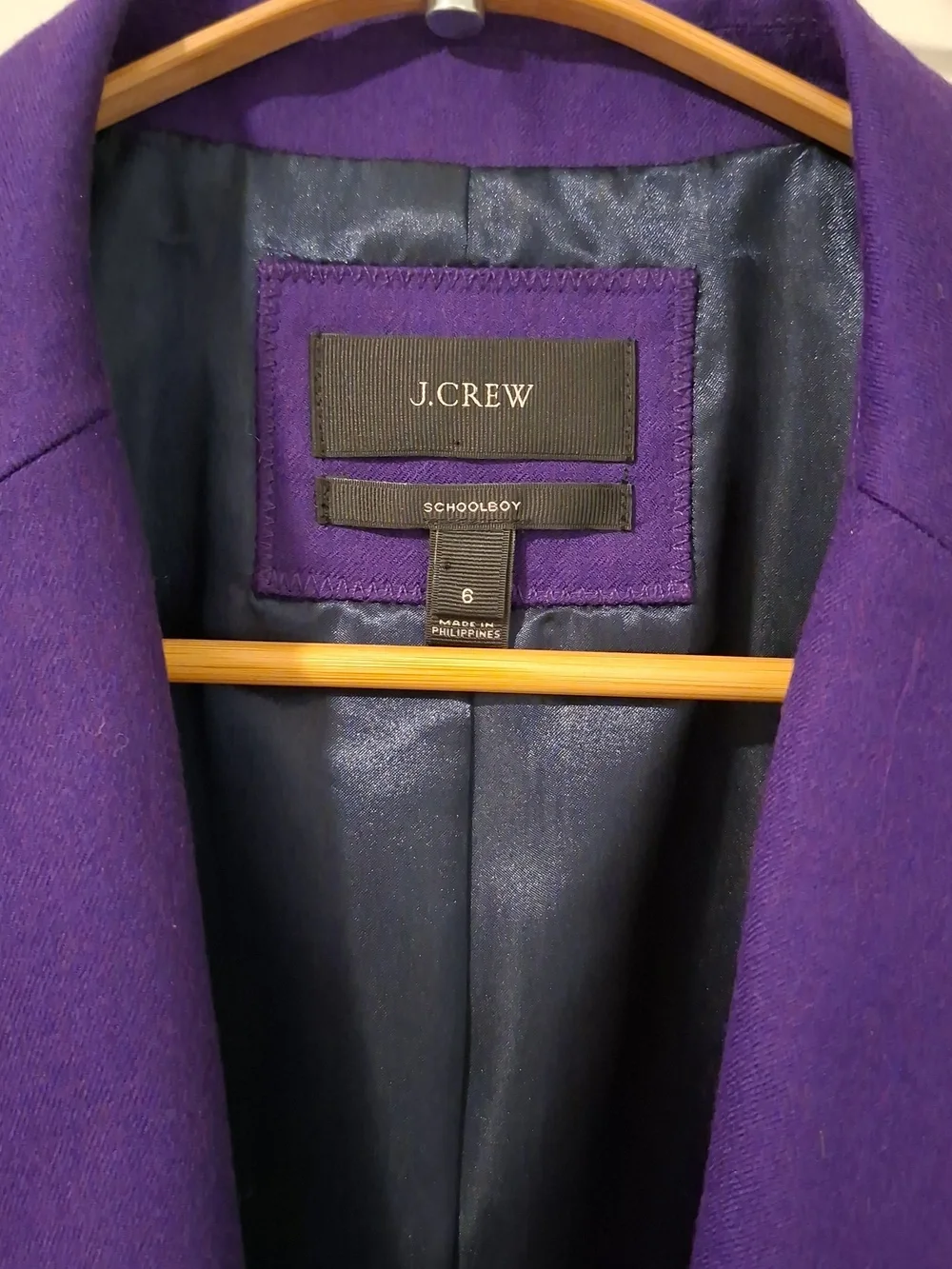 J. Crew 100% Wool Deep/Rich Purple "Schoolboy" Tailored Blazer (Size US 6) - Picture 4 of 10